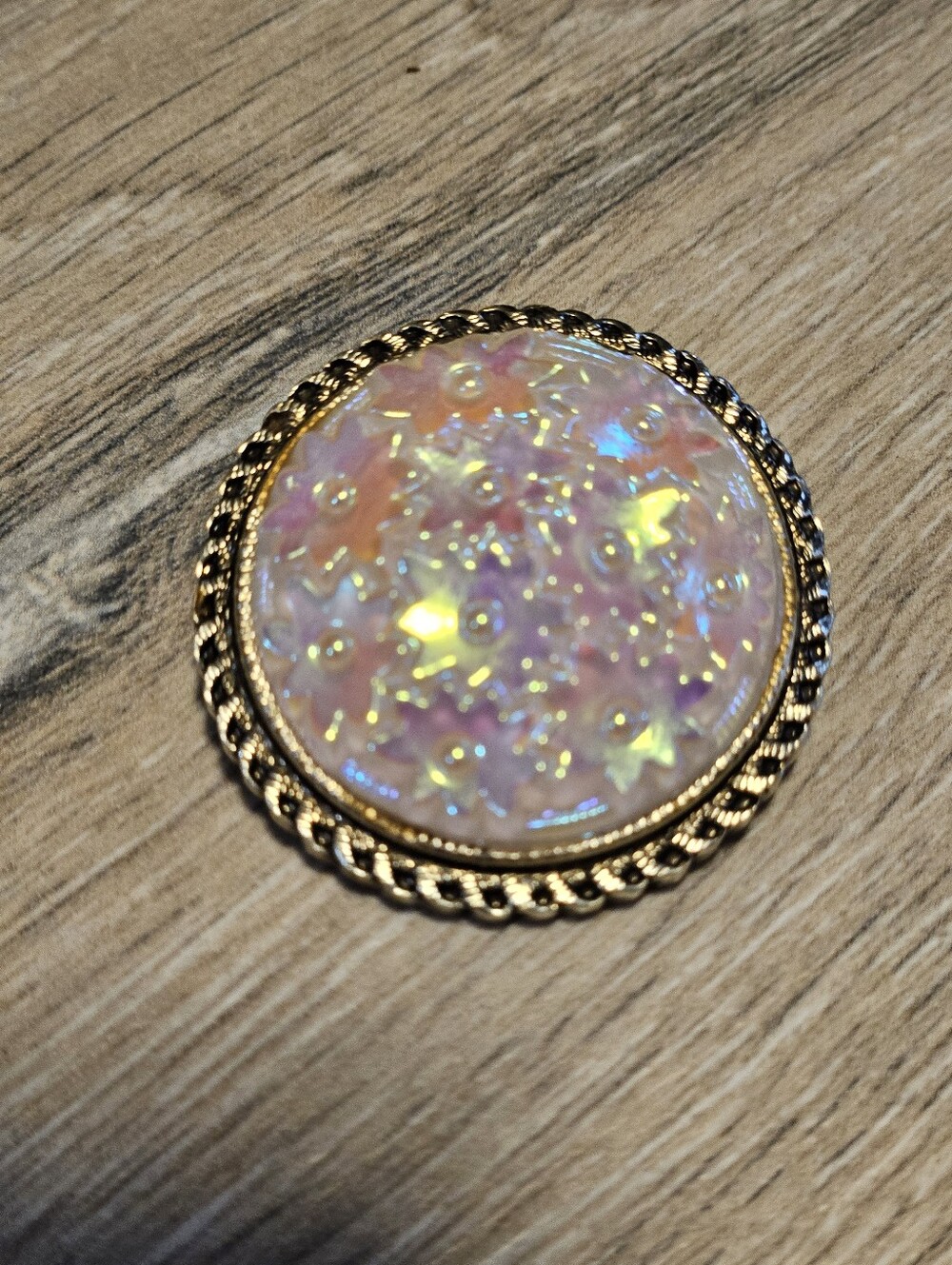 Vintage Western Germany Iridescent Flower Scarf Clip